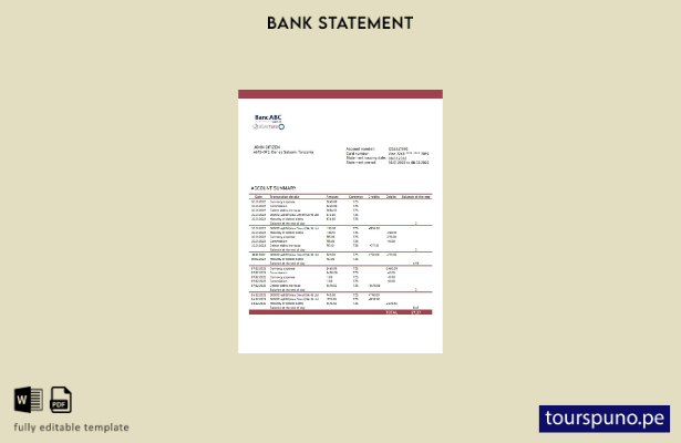 listo para imprimir plantilla de word   extracto bancario de Tanzania BancABC